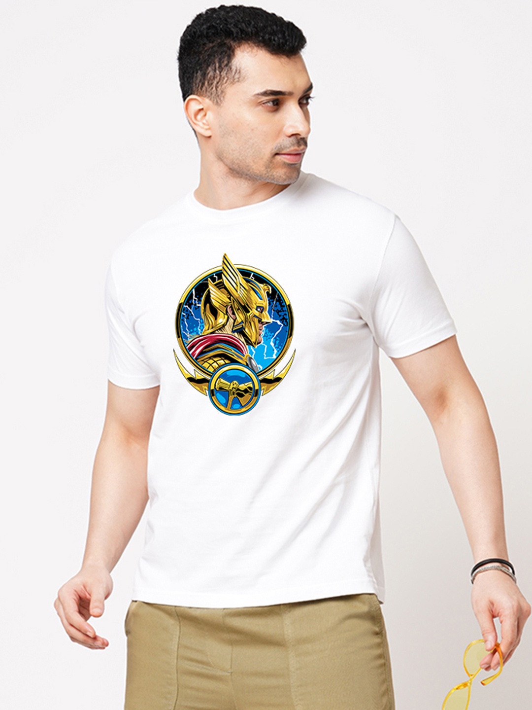 Wear Your Opinion Men Printed Raw Edge T-shirt, White