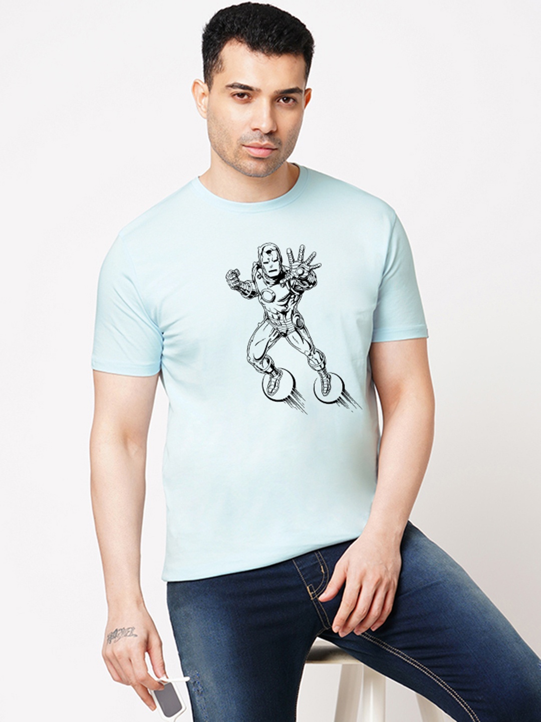 

Wear Your Opinion Men Printed Raw Edge T-shirt, Blue