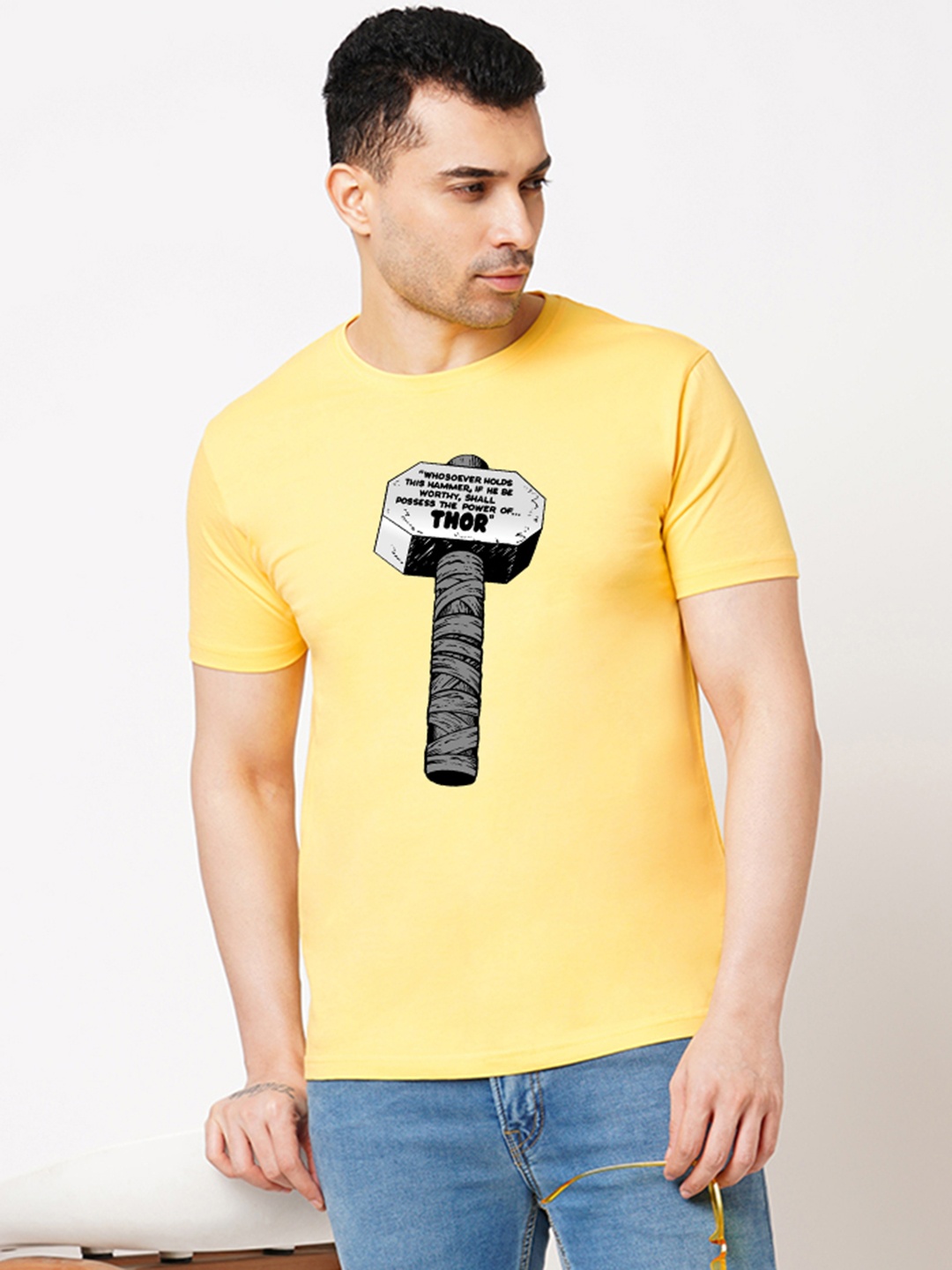 

Wear Your Opinion Men Typography Printed Raw Edge T-shirt, Yellow