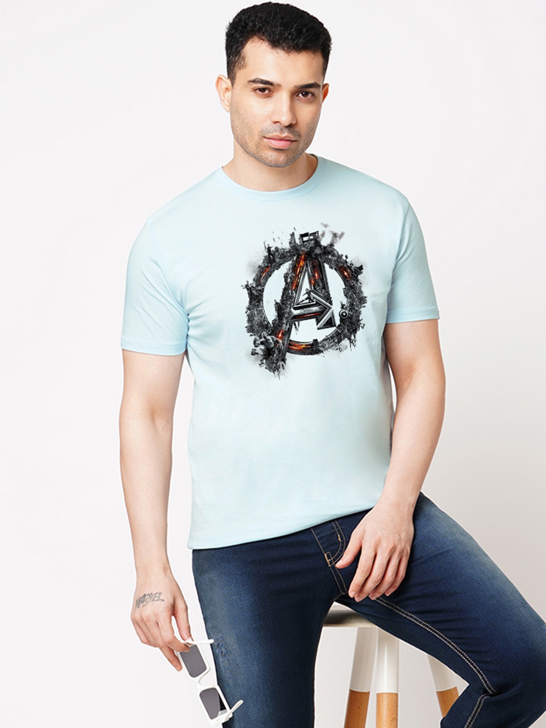 

Wear Your Opinion Men Printed Raw Edge T-shirt, Blue