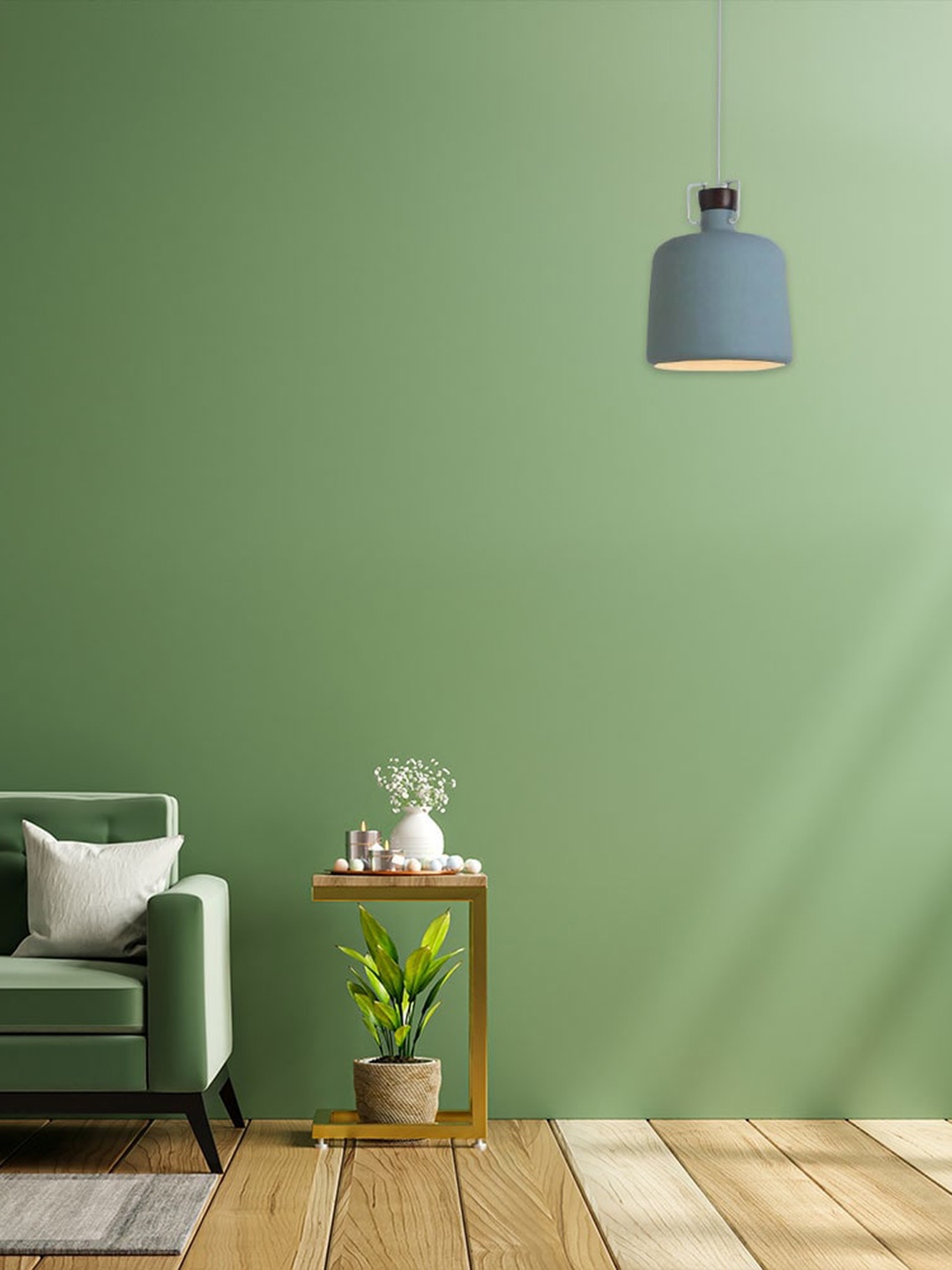 

THE STELLAR KRAFT Mint Green Contemporary Metal Ceiling Lamps, Lime green