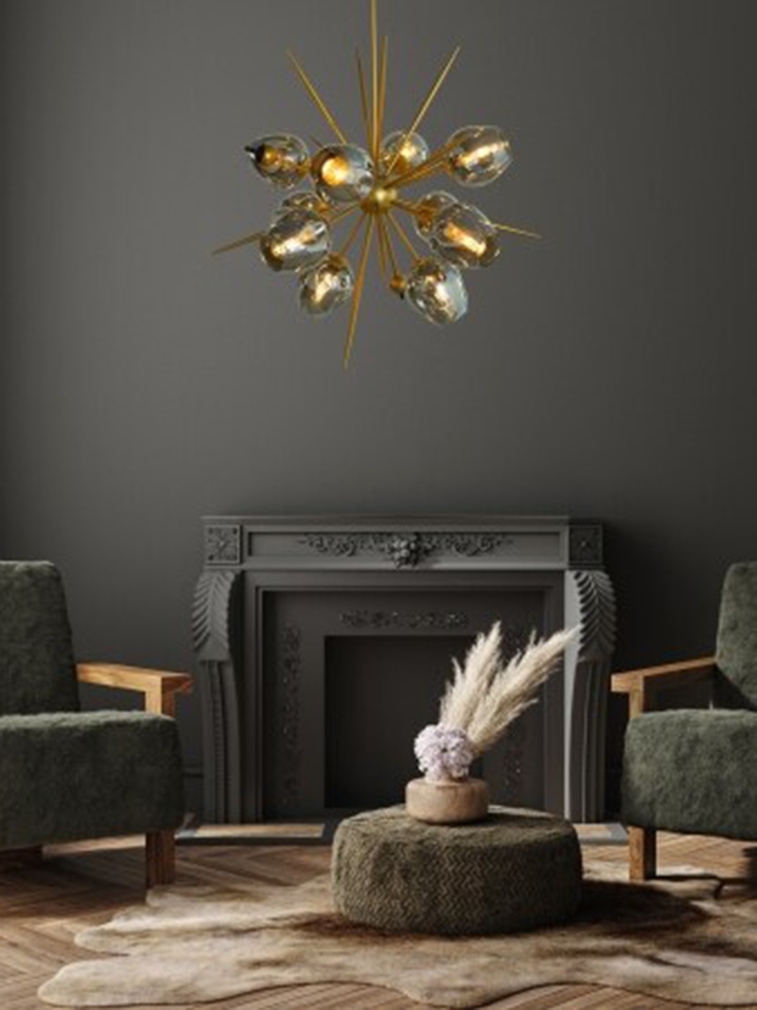 

THE STELLAR KRAFT Grey & Gold Toned Contemporary Metal Ceiling Lamps