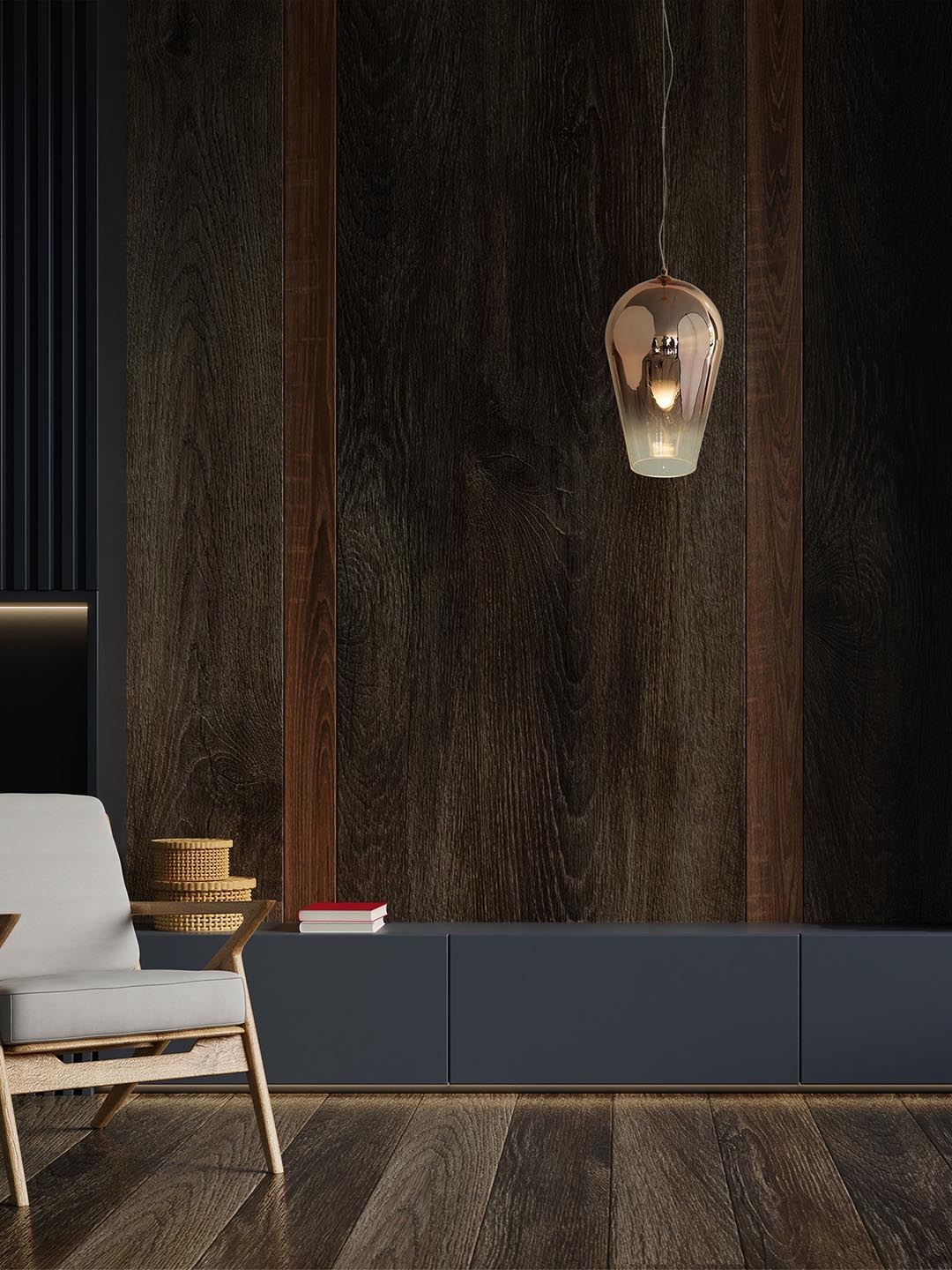

THE STELLAR KRAFT Copper-Toned Glass Quirky Ceiling Lamp