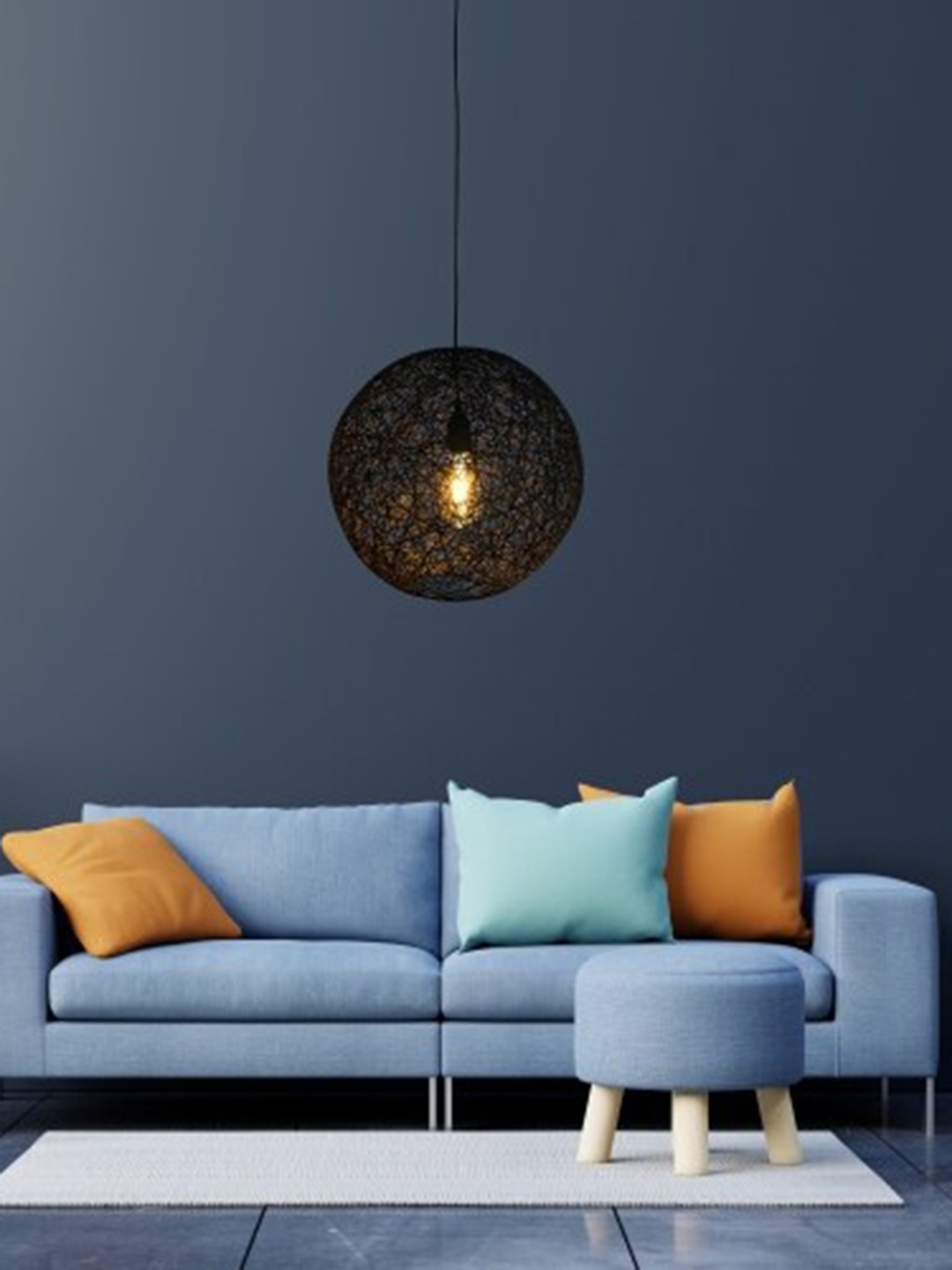 

THE STELLAR KRAFT Black Textured Quirky Spherical Ceiling Lamp