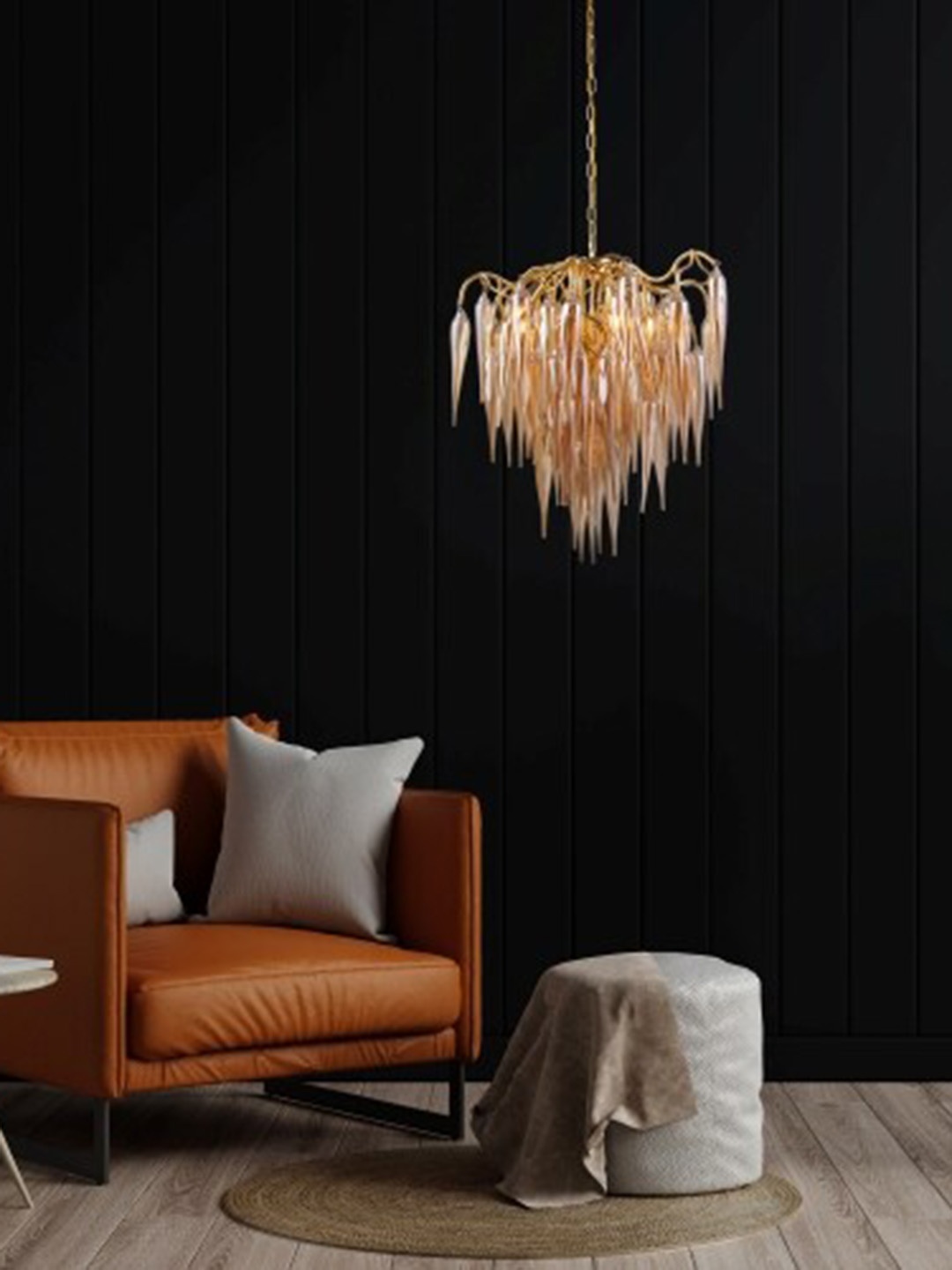 

THE STELLAR KRAFT Gold Toned Contemporary Metal Ceiling Lamp, Beige