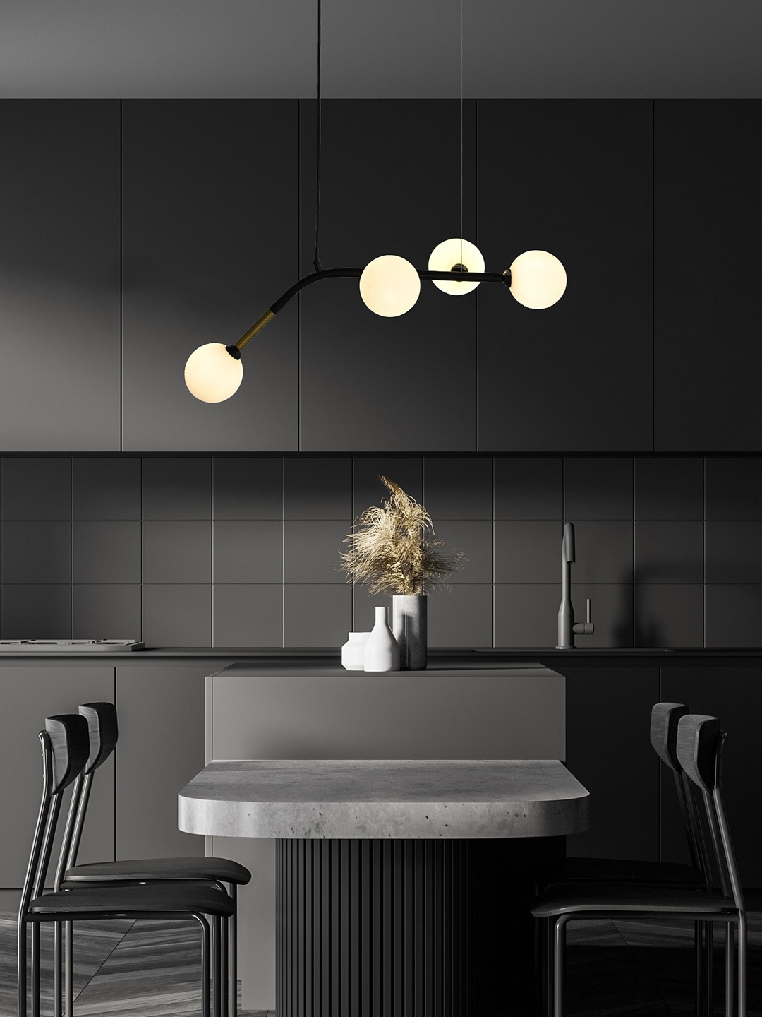 

THE STELLAR KRAFT Black Contemporary Metal Ceiling Lamp