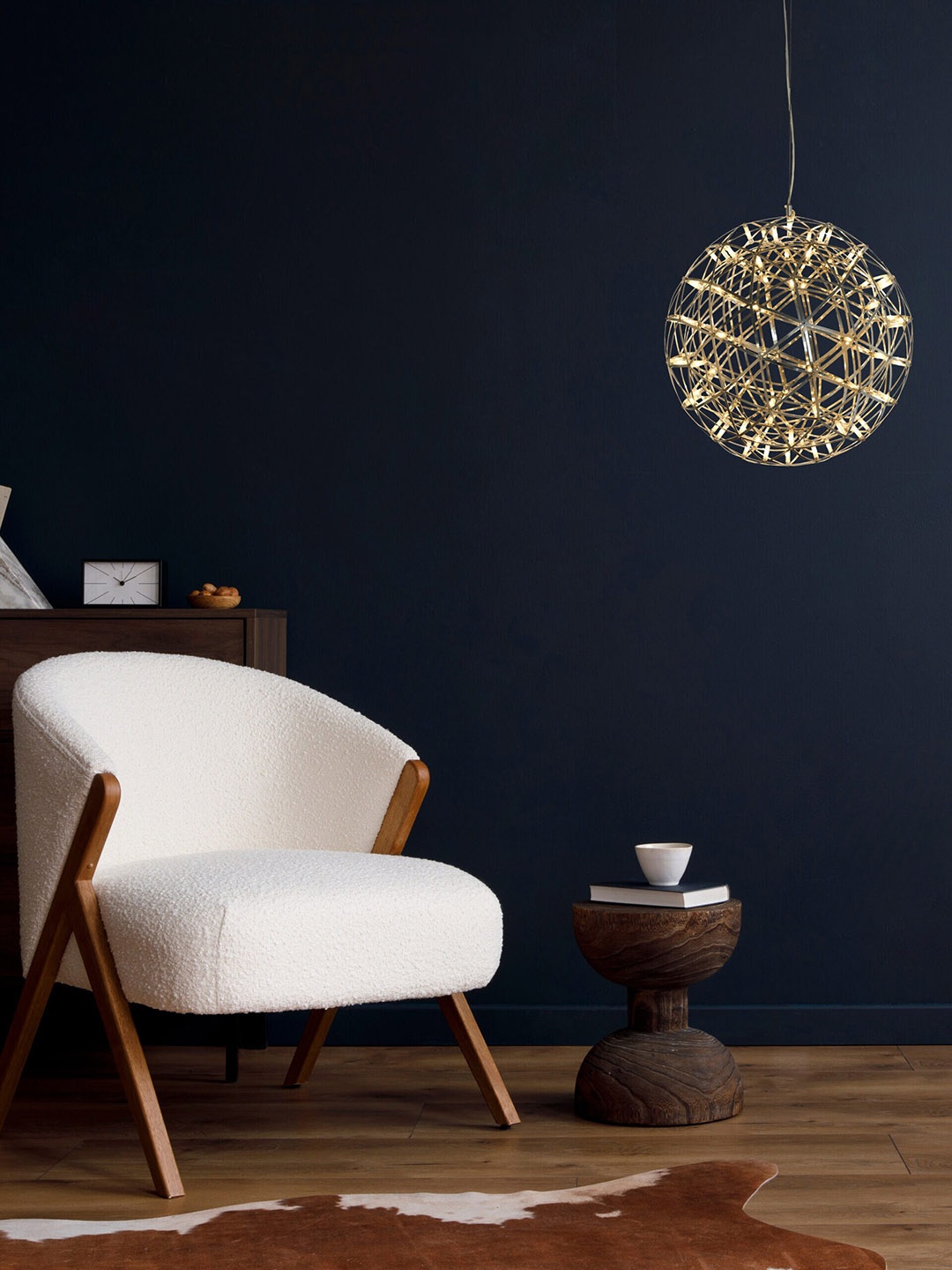 

THE STELLAR KRAFT Silver Toned Textured Spherical Ceiling Lamp