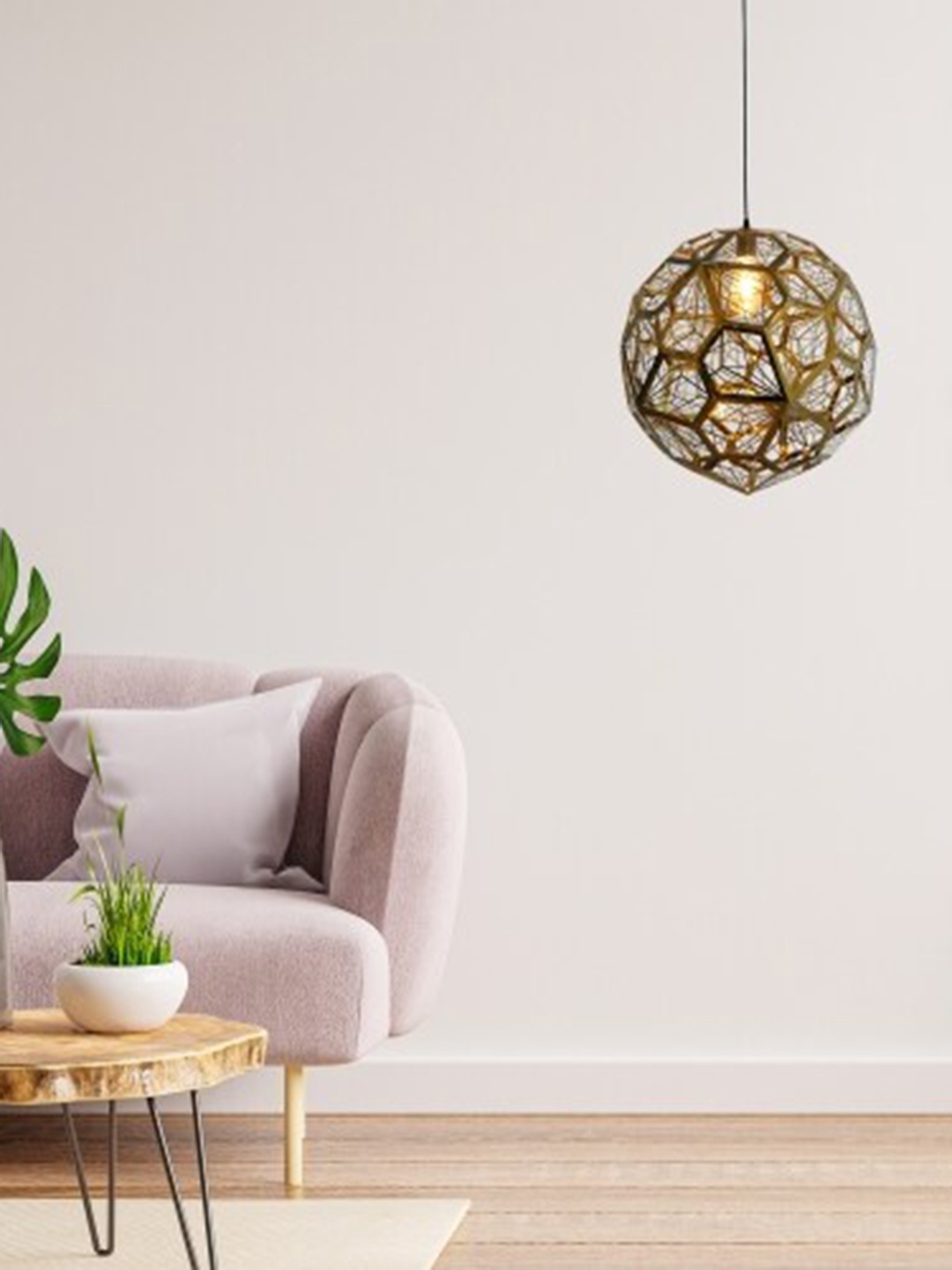 

THE STELLAR KRAFT Gold Toned Aluminium Ceiling Lamps, Beige