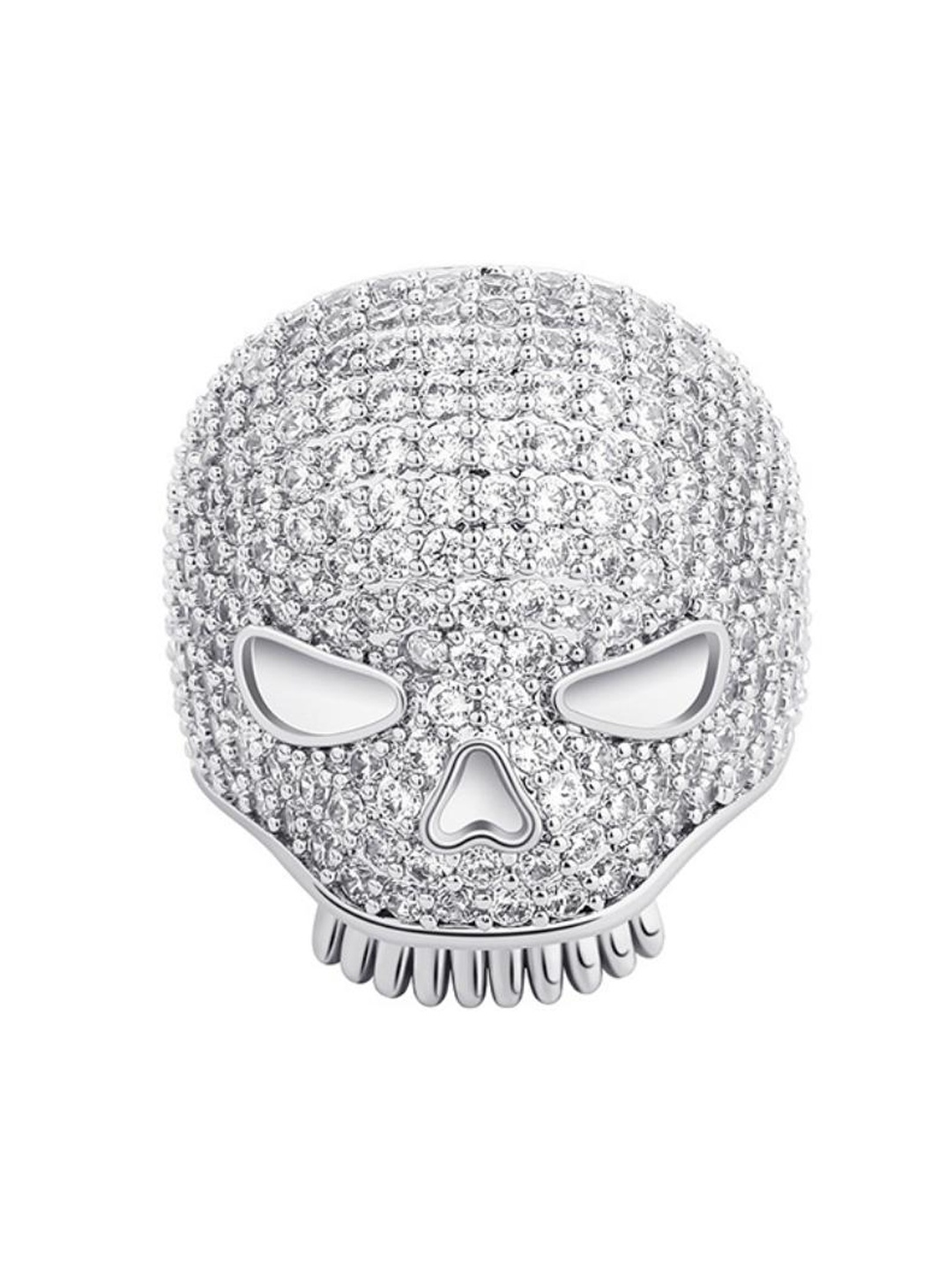 

Drip Project Men Rhodium-Plated Cubic Zirconia Studded Finger Ring, Silver