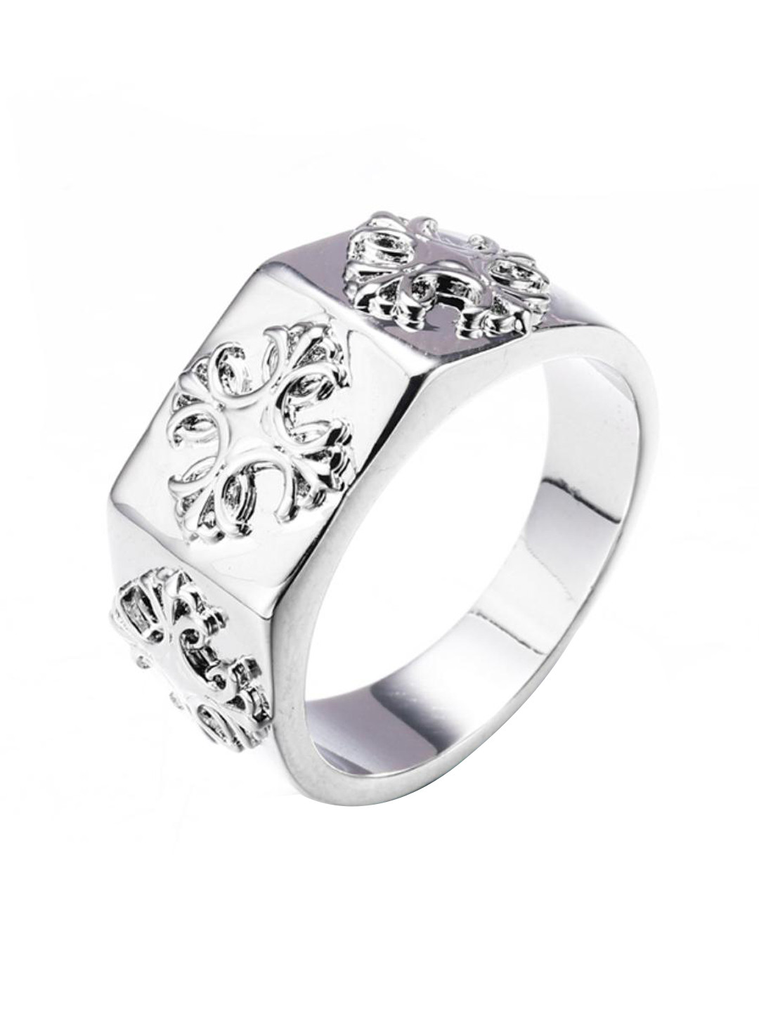

Drip Project Men Rhodium-Plated Antique Finger Ring, Silver
