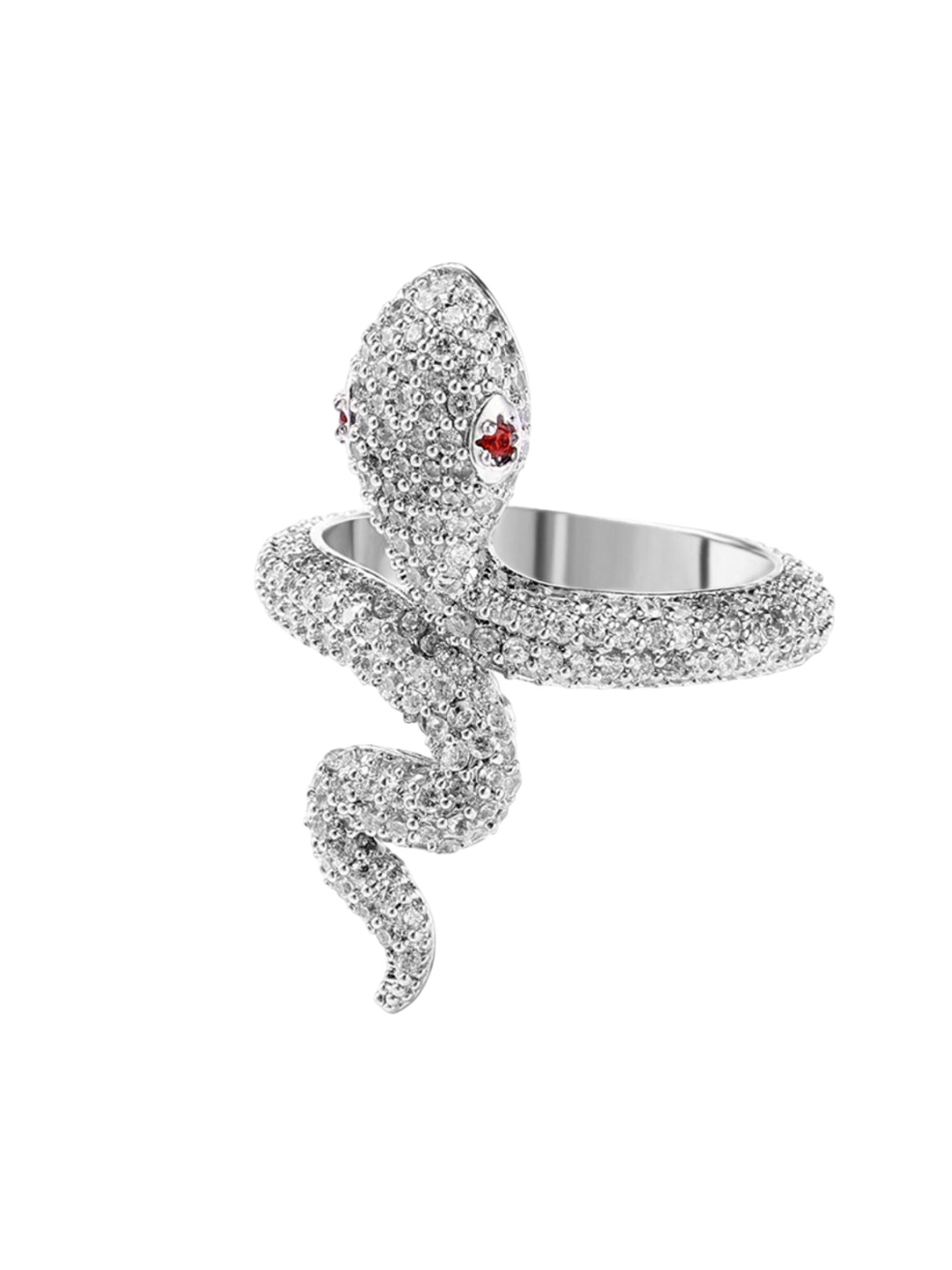 

Drip Project Men Rhodium-Plated Cubic Zirconia Studded Finger Ring, Silver