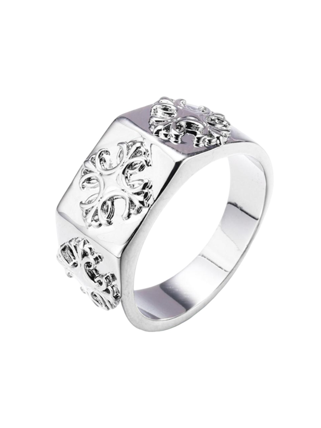 

Drip Project Men Rhodium-Plated Stainless Steel Finger Ring, Silver