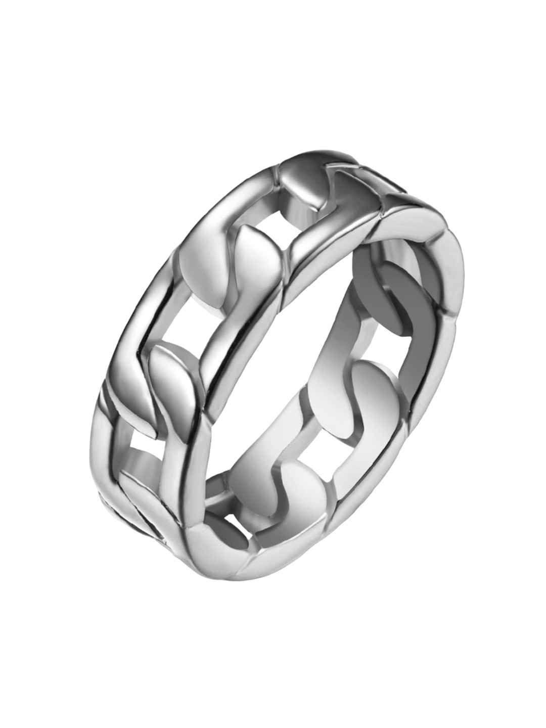 

Drip Project Men 14K White Rhodium-Plated Band Ring, Silver