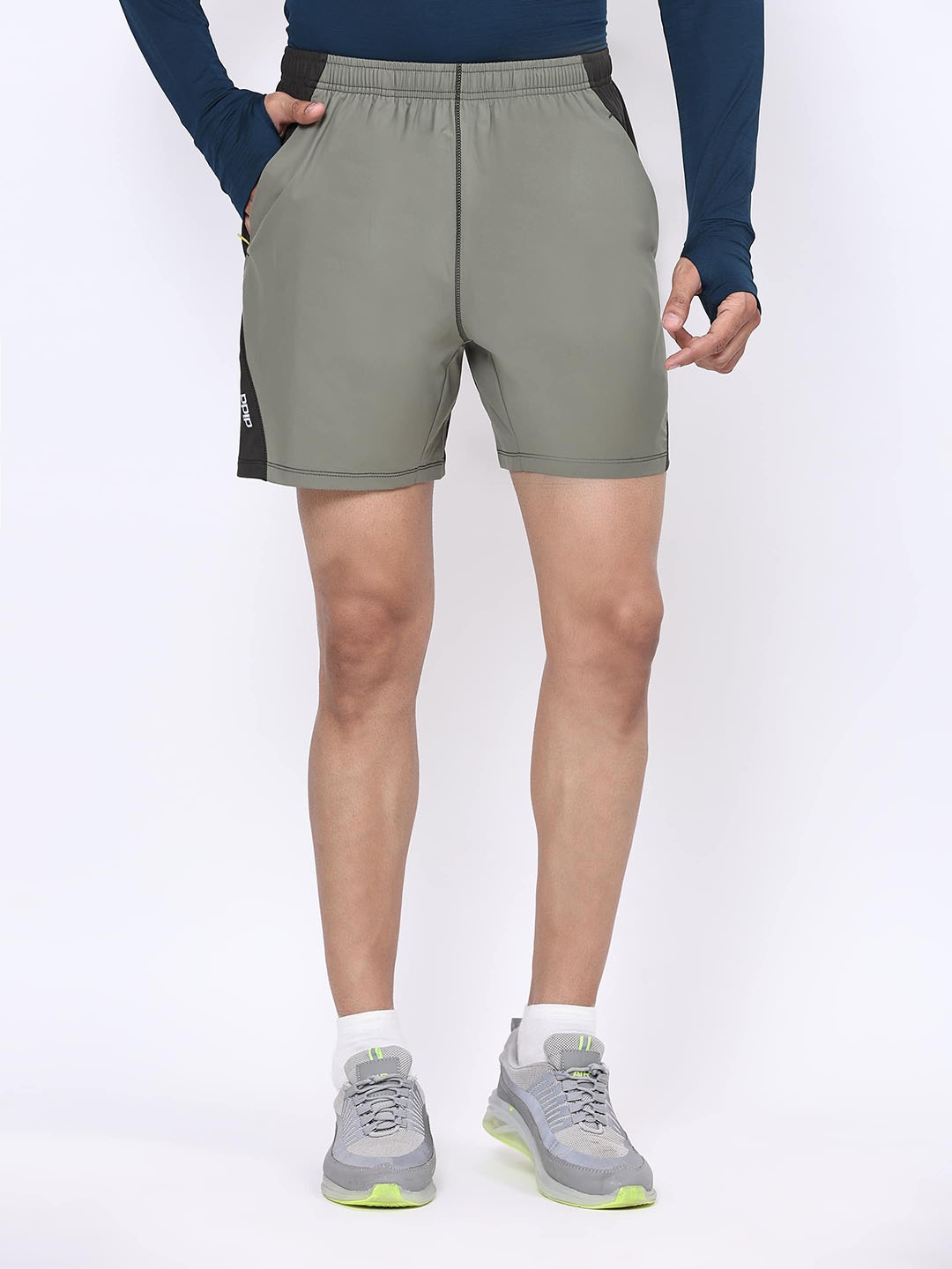

DIDA Men Colourblocked Mid-Rise Training or Gym Sports Shorts, Olive