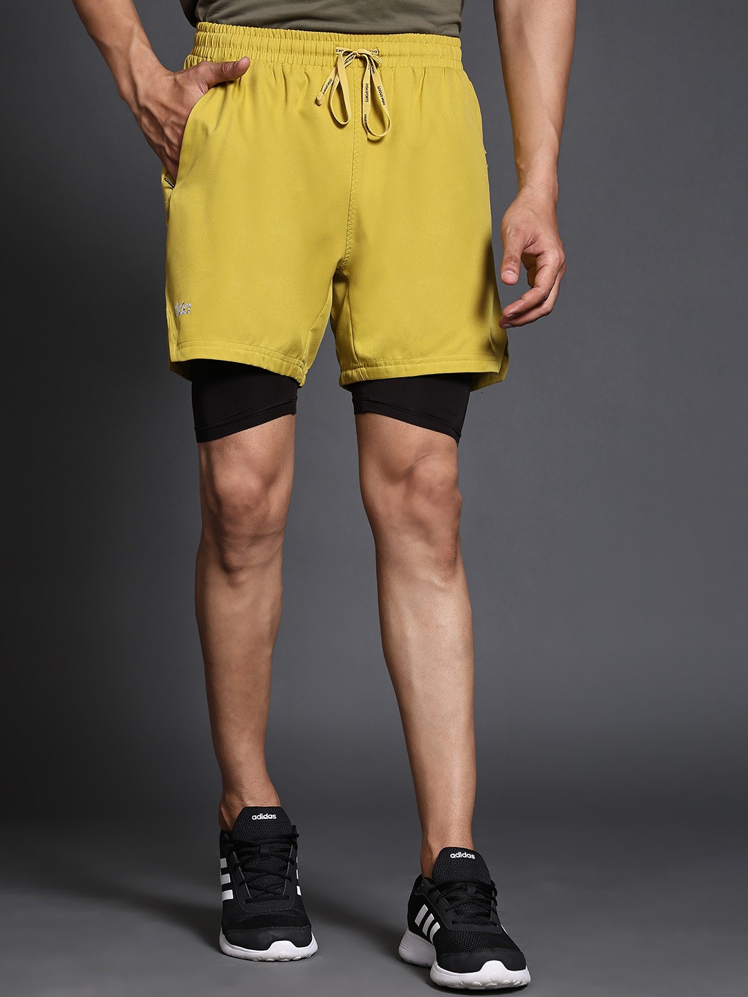 

DIDA Men Mid-Rise Training or Gym Dri-FIT Sports Shorts, Yellow