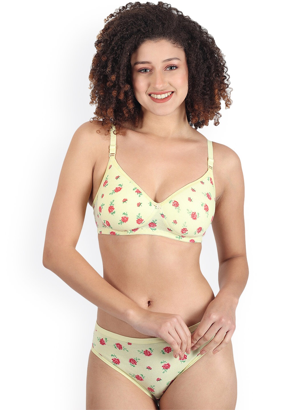 

SGC SWEDEN Full Coverage Cotton Lingerie Set, Yellow