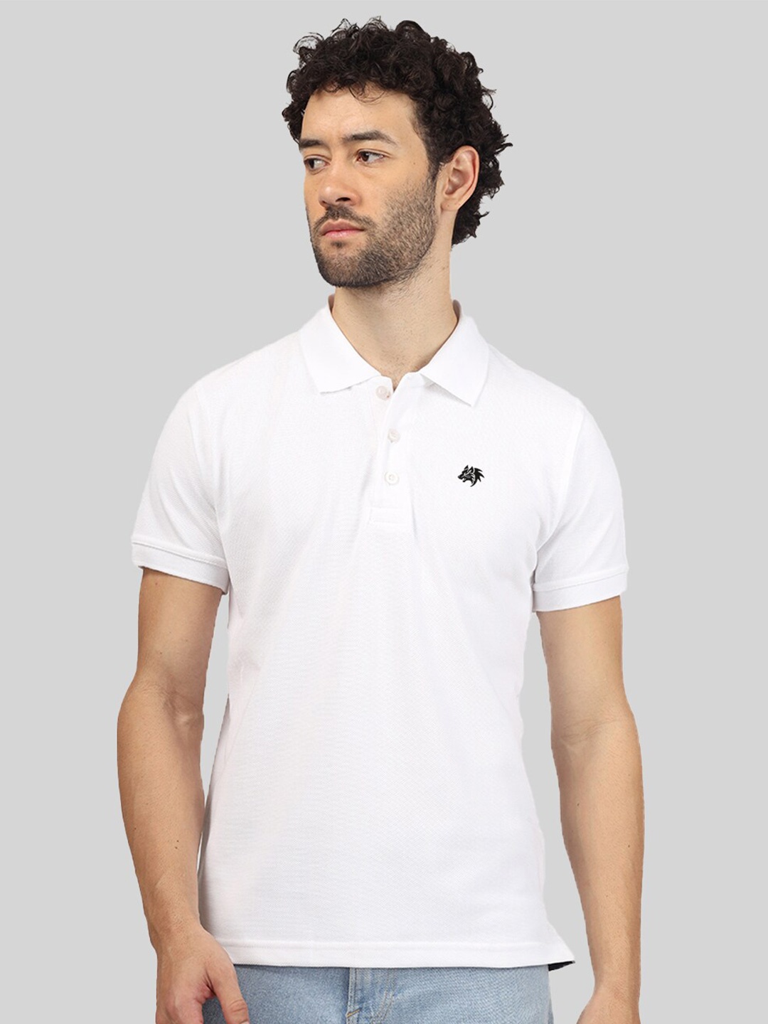 

Greylongg Men Polo Collar T-shirt, White