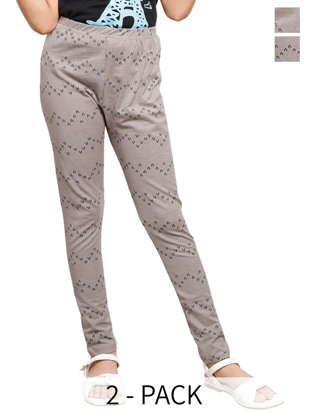 

BAESD Girls Pack Of 2 Printed Ankle Length Leggings, Grey