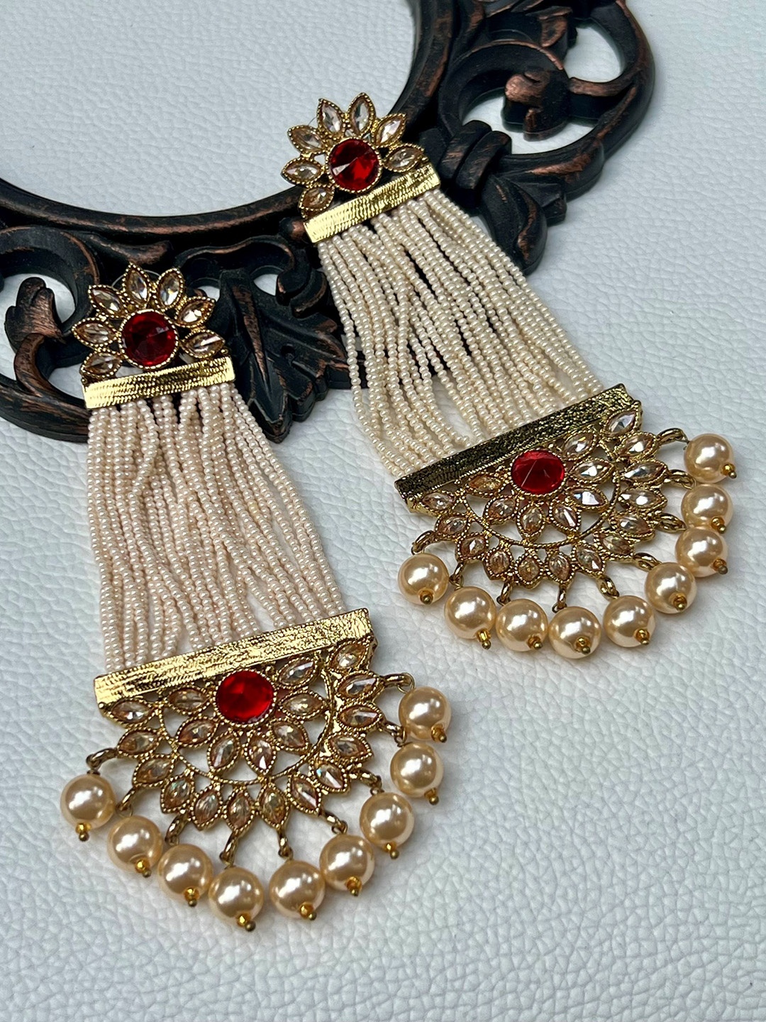 

Prettilicious Contemporary Drop Earrings, Red