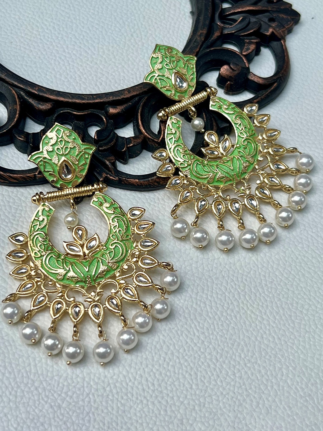 

Prettilicious Contemporary Chandbalis Earrings, Green