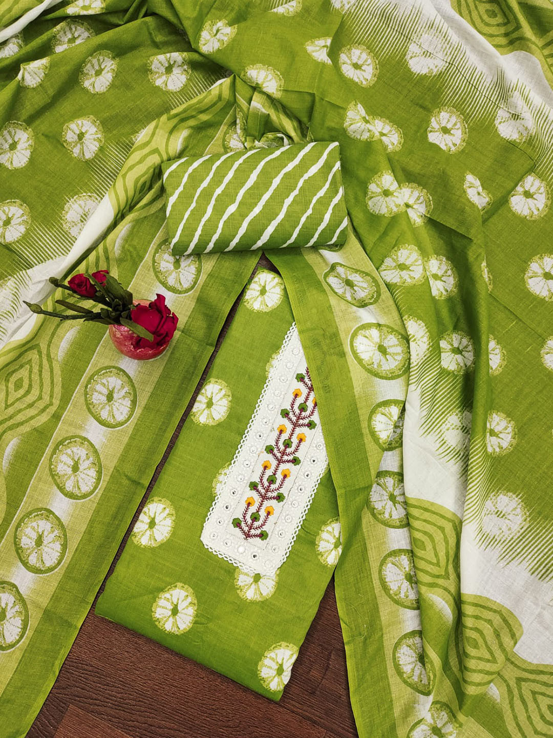 

ZEEPKART Dyed Unstitched Dress Material, Green