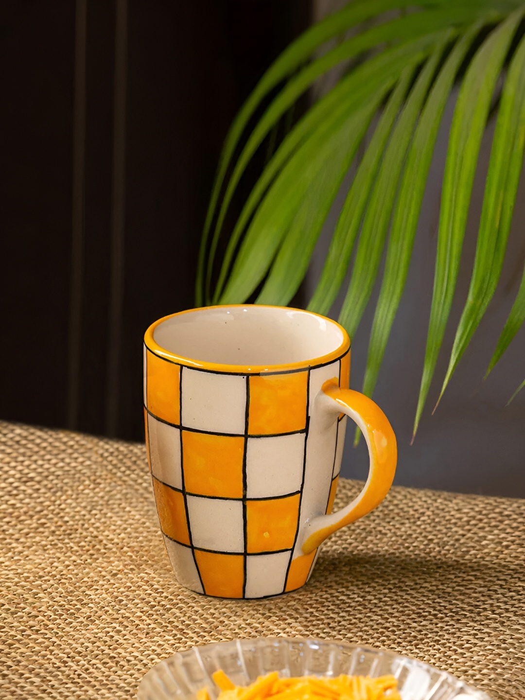 

ExclusiveLane Yellow & Off White Painted Printed Ceramic Glossy Tea & Coffee Mug