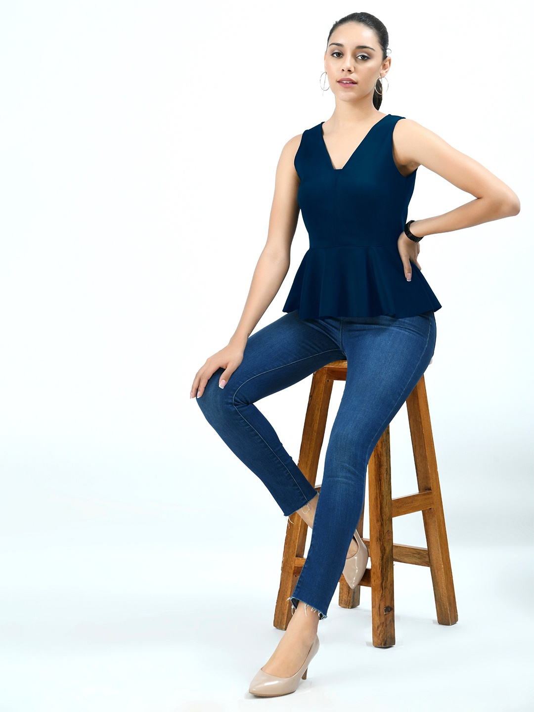 

V&M Peplum Top, Blue