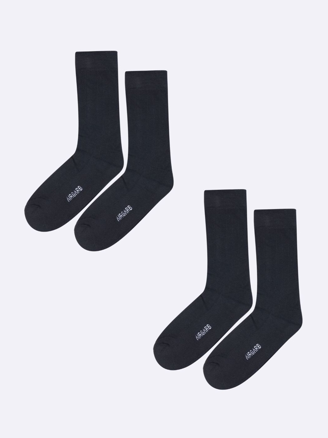 

AIR GARB Unisex Pack Of 2 Patterned Calf-Length Socks, Black