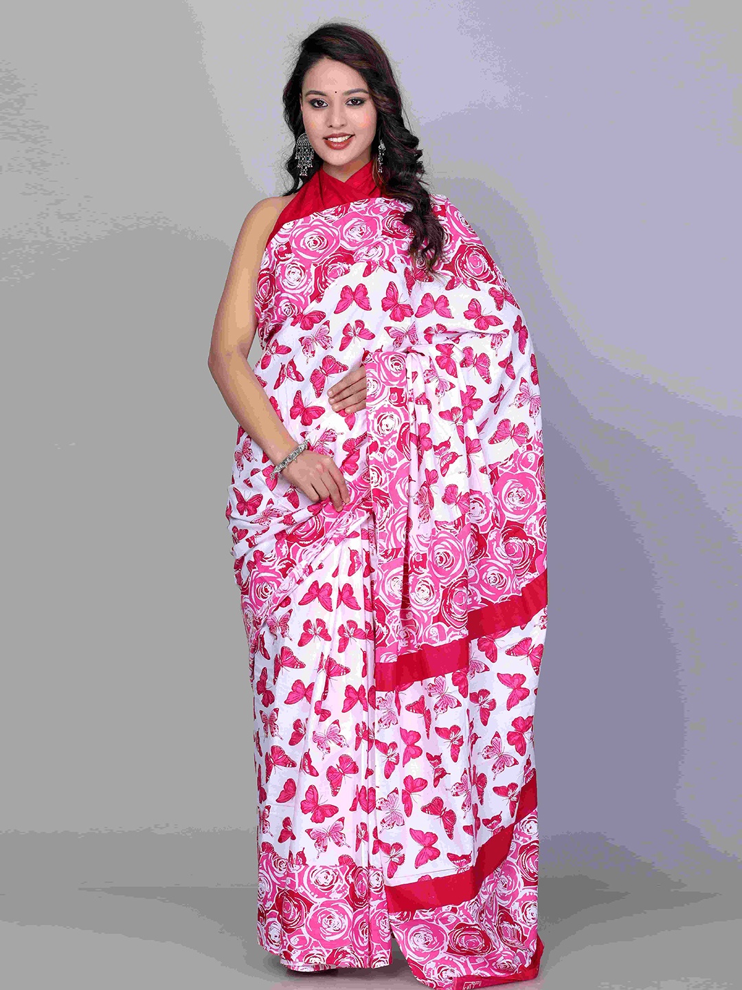 

VL SAREES Block Printed Saree, Pink