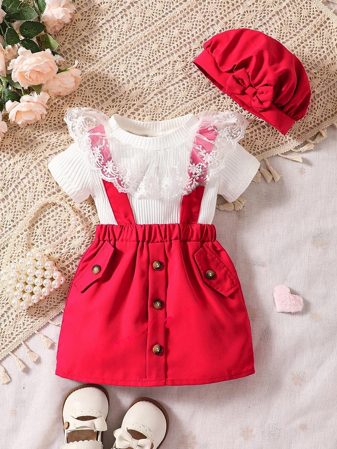 

BAESD Girls Pinafore Dress, Red