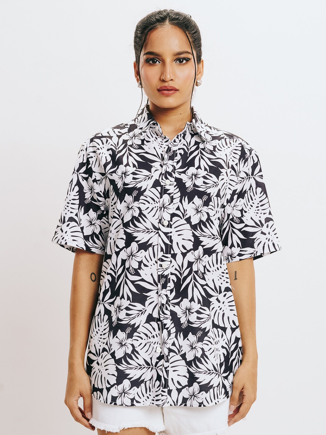 

FREAKINS Women Floral Opaque Printed Casual Shirt, Black