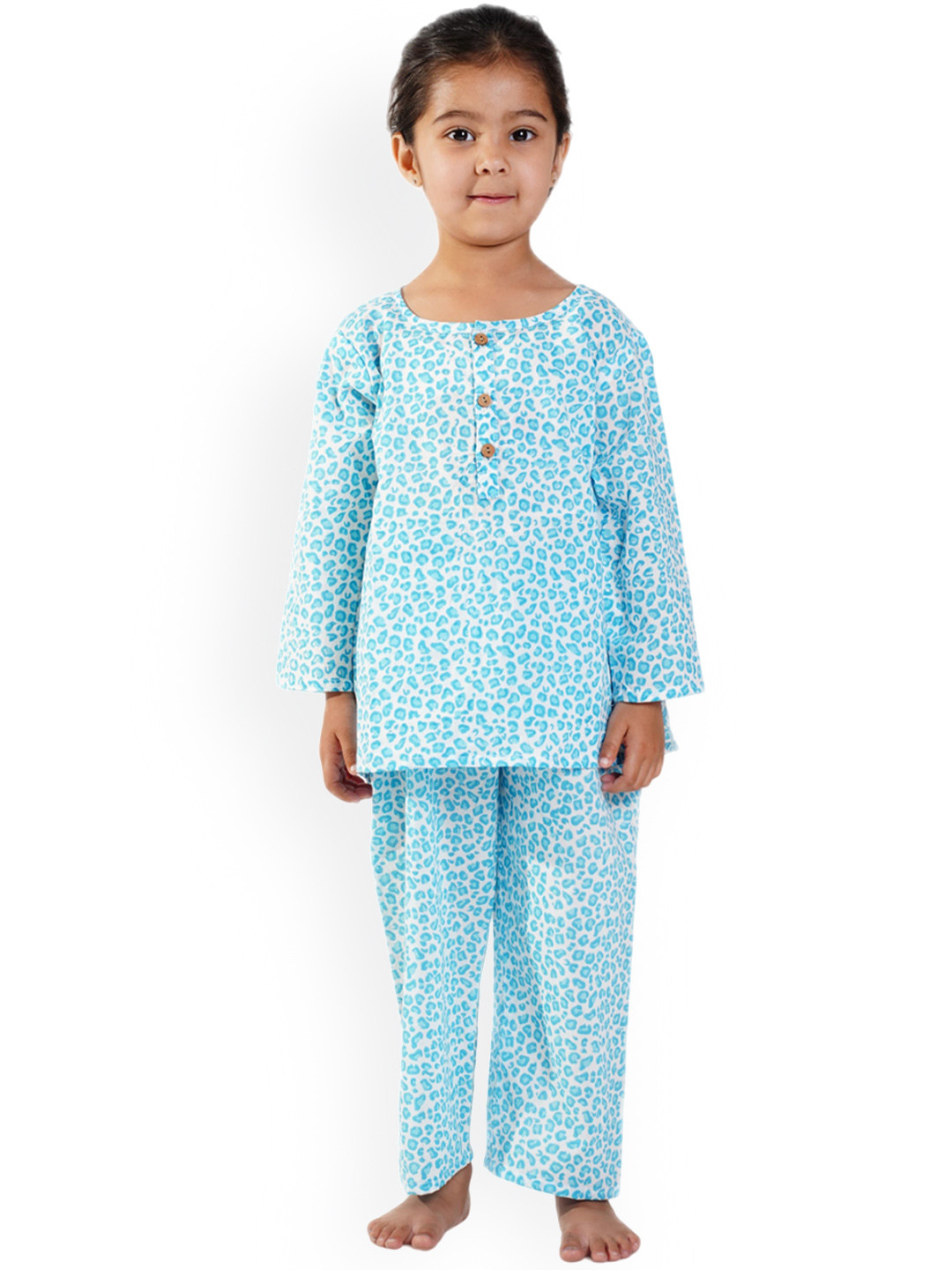 

BAESD Girls Animal Printed Pure Cotton Night suit, Blue
