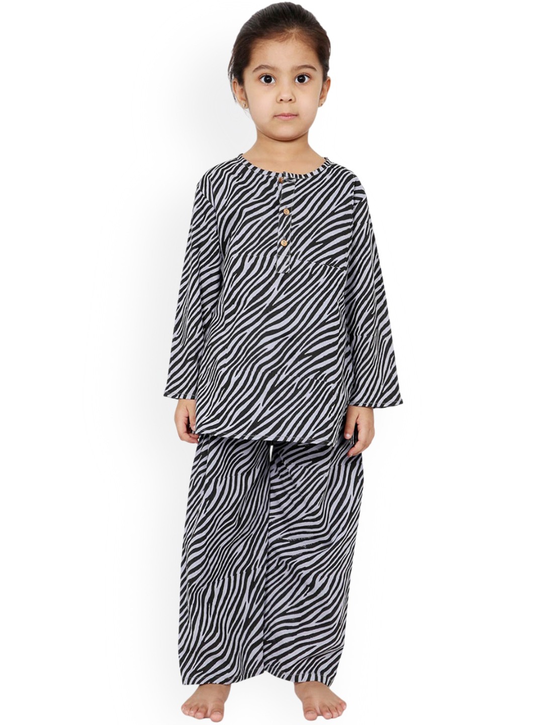 

BAESD Girls Animal Printed Pure Cotton Night suit, Black