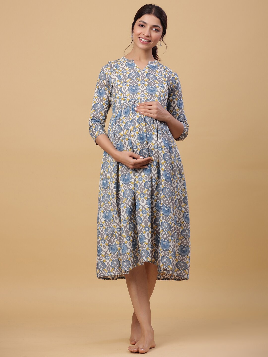 

CRAFIQA Floral Print Maternity Empire Midi Dress, Multi