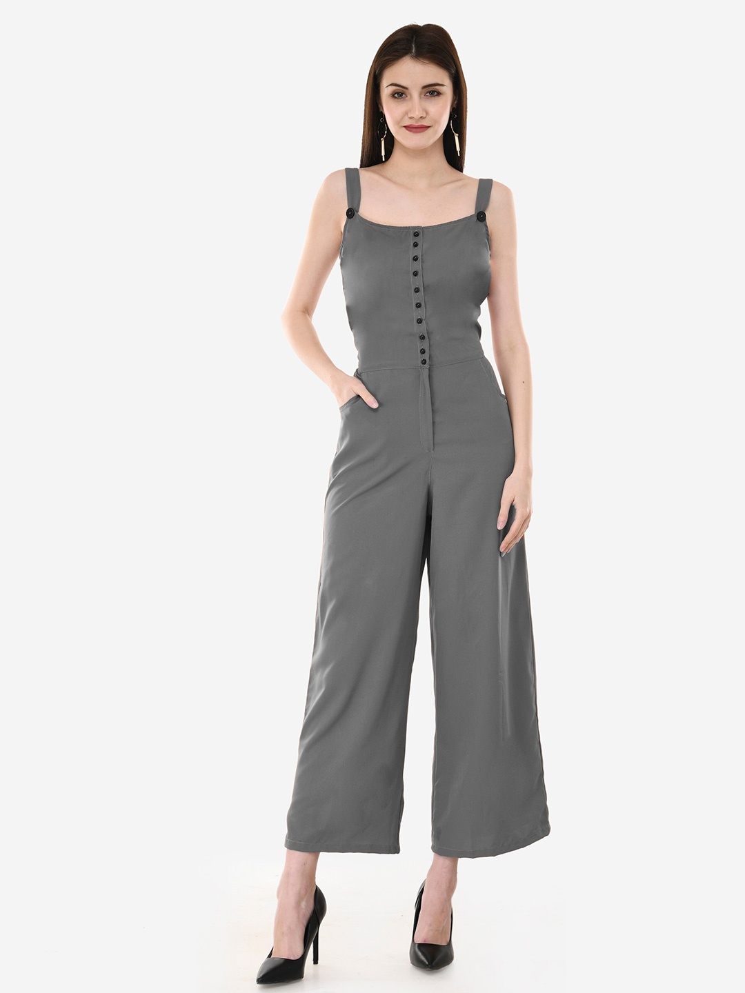 

V&M Shoulder Straps Basic Jumpsuit, Grey
