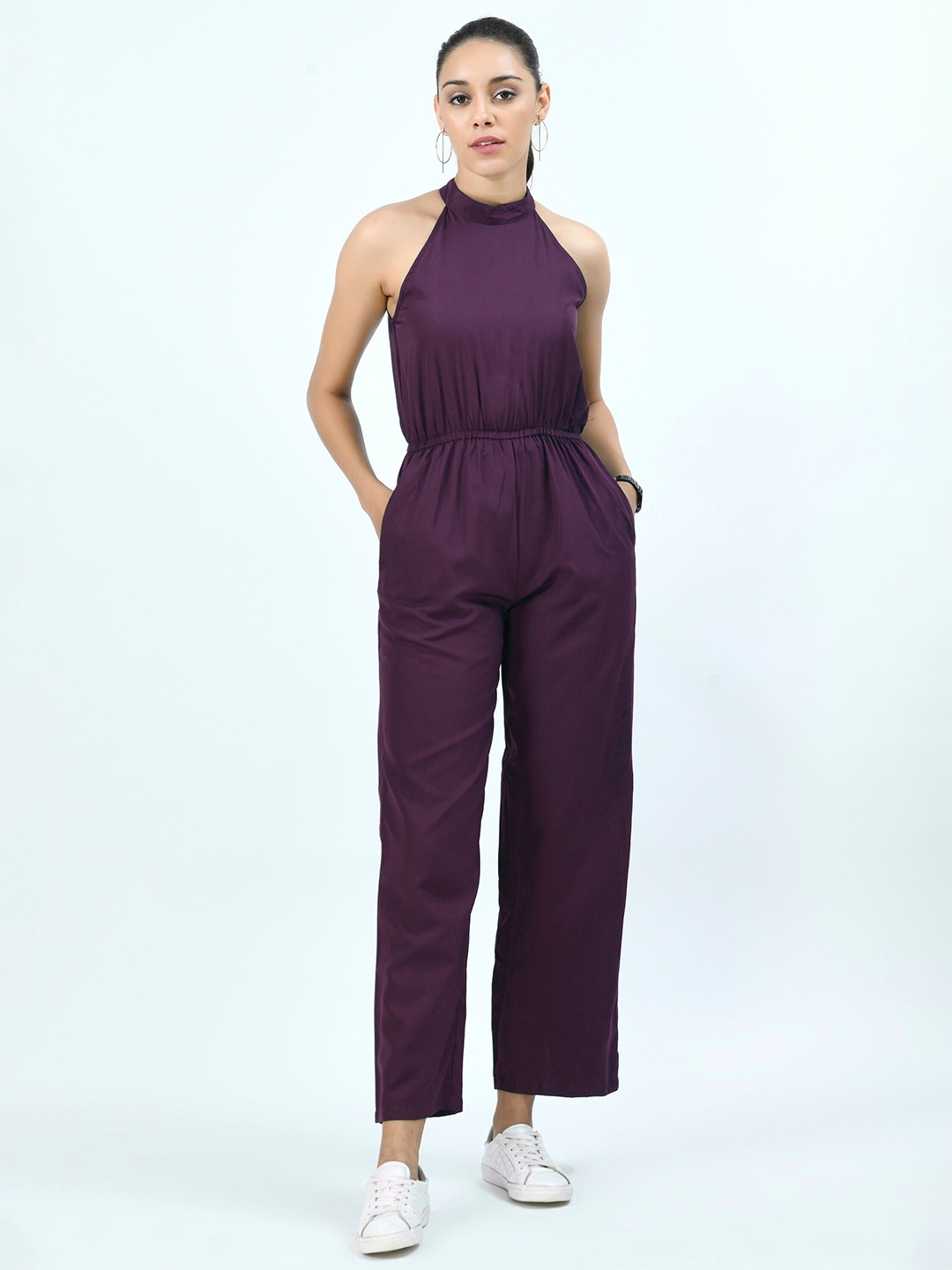 

V&M Halter Neck Basic Jumpsuit, Purple