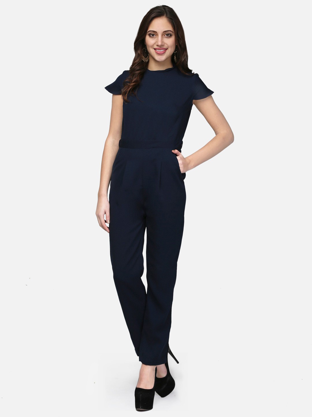 

V&M Round Neck Basic Jumpsuit, Navy blue
