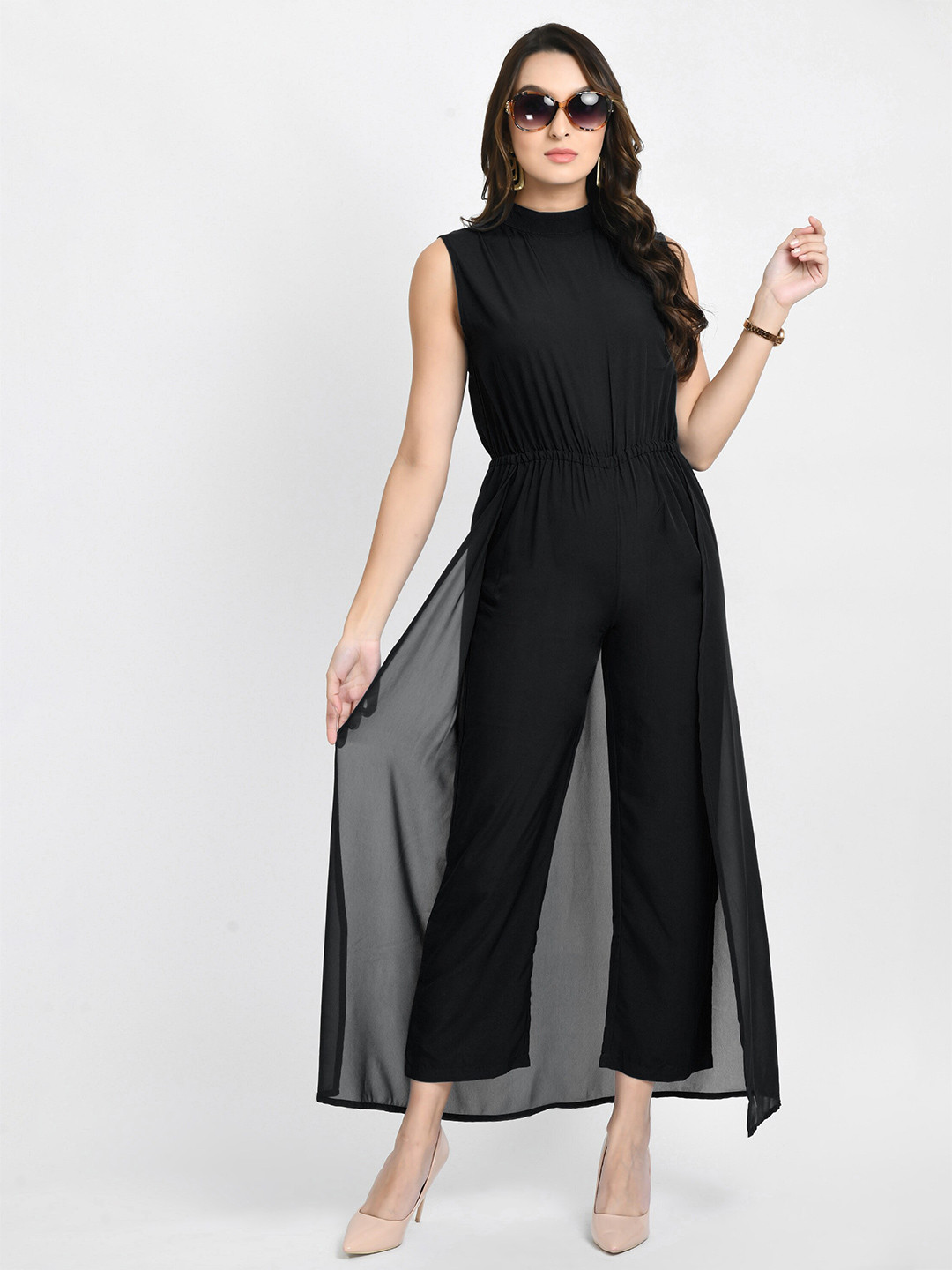

V&M Round Neck Basic Jumpsuit, Black