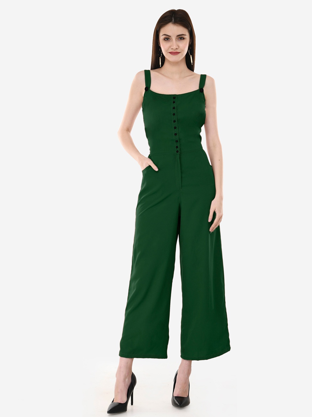 

V&M Shoulder Straps Basic Jumpsuit, Green