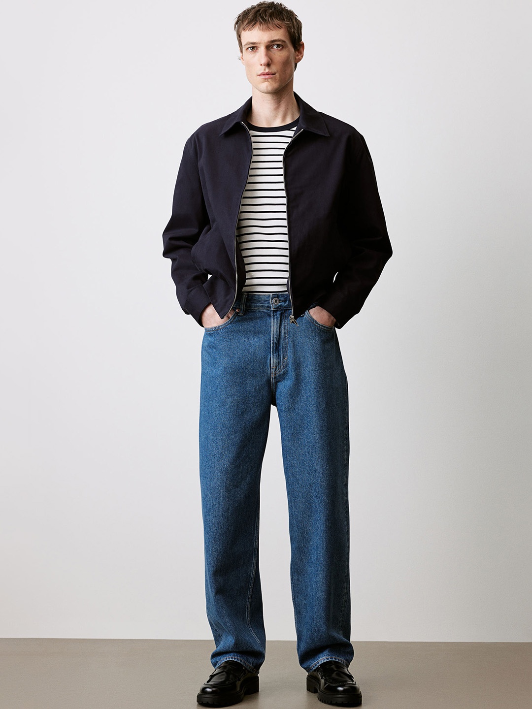 

H&M Pure Cotton Regular Fit Twill jacket, Navy blue