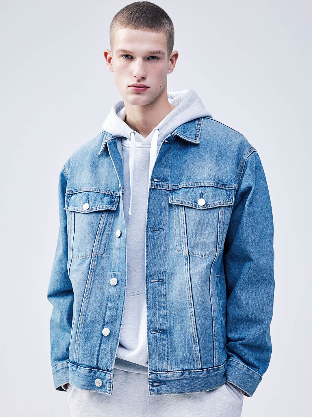

H&M Pure Cotton Relaxed Fit Denim Jacket, Blue