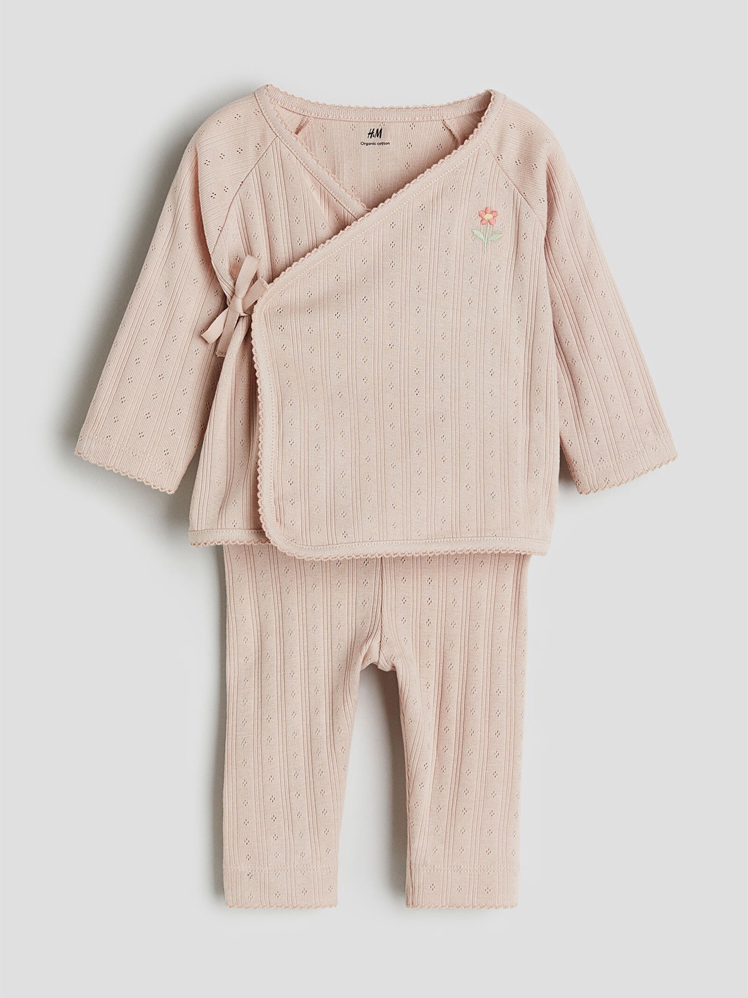 

H&M Infant Girls Pure Cotton Wrapover Top and Leggings, Pink