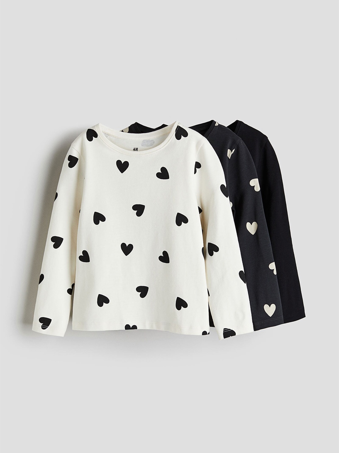 

H&M Girls 3-Pack Long-Sleeved Tops, White