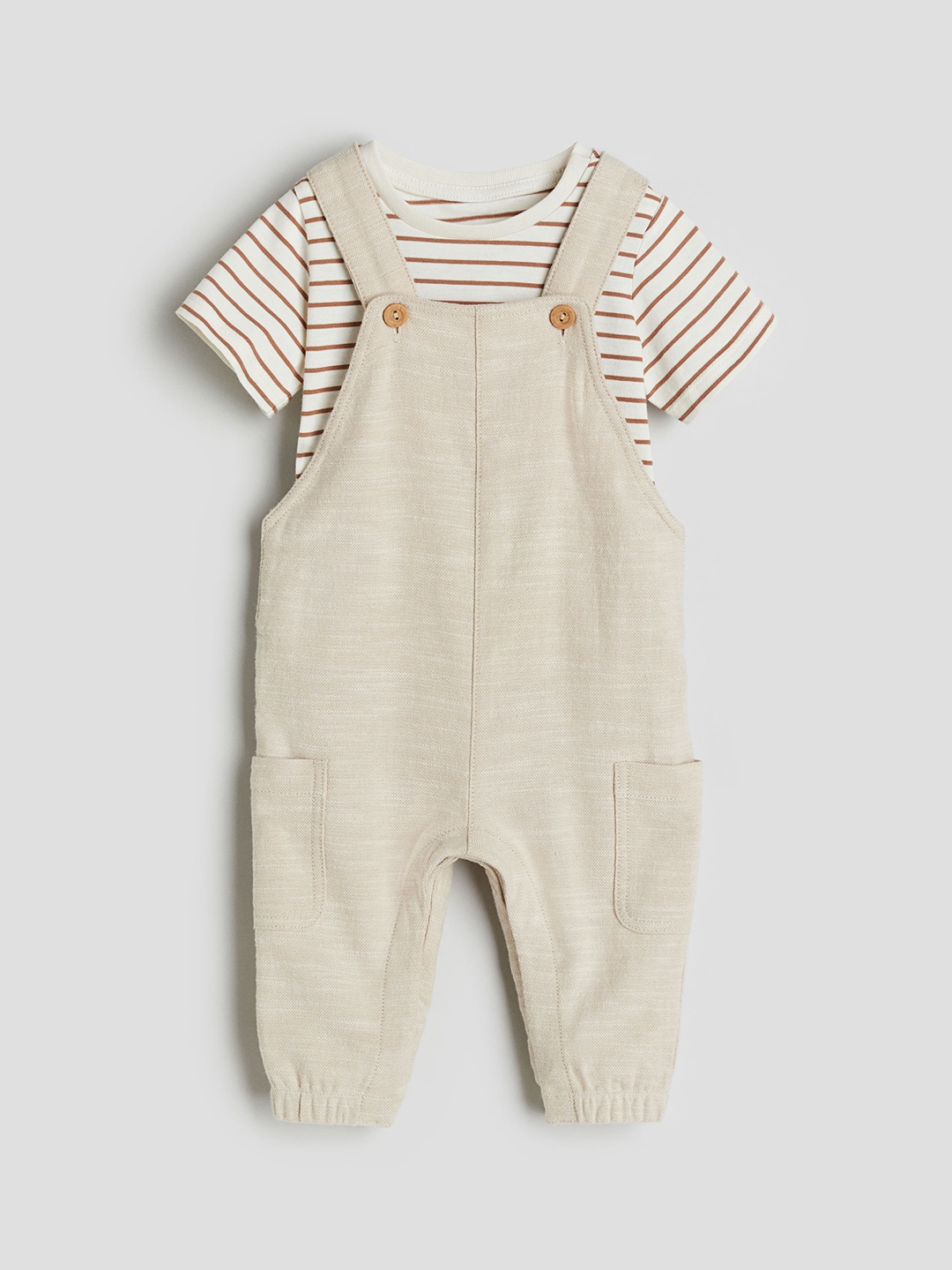 

H&M Boys 2-Piece Cotton Set, Beige