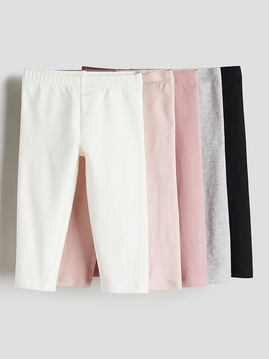 

H&M Girls 5-Pack Cotton Capri Leggings, Pink