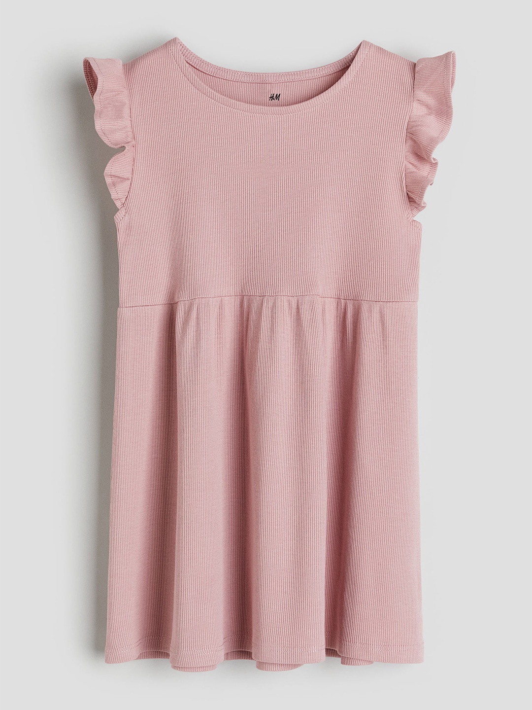 

H&M Girls Ribbed Jersey Dress, Pink