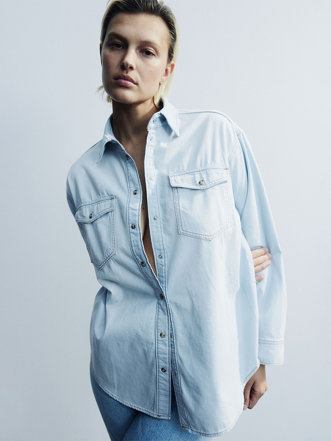 

H&M Pure cotton Denim Shirt, Blue