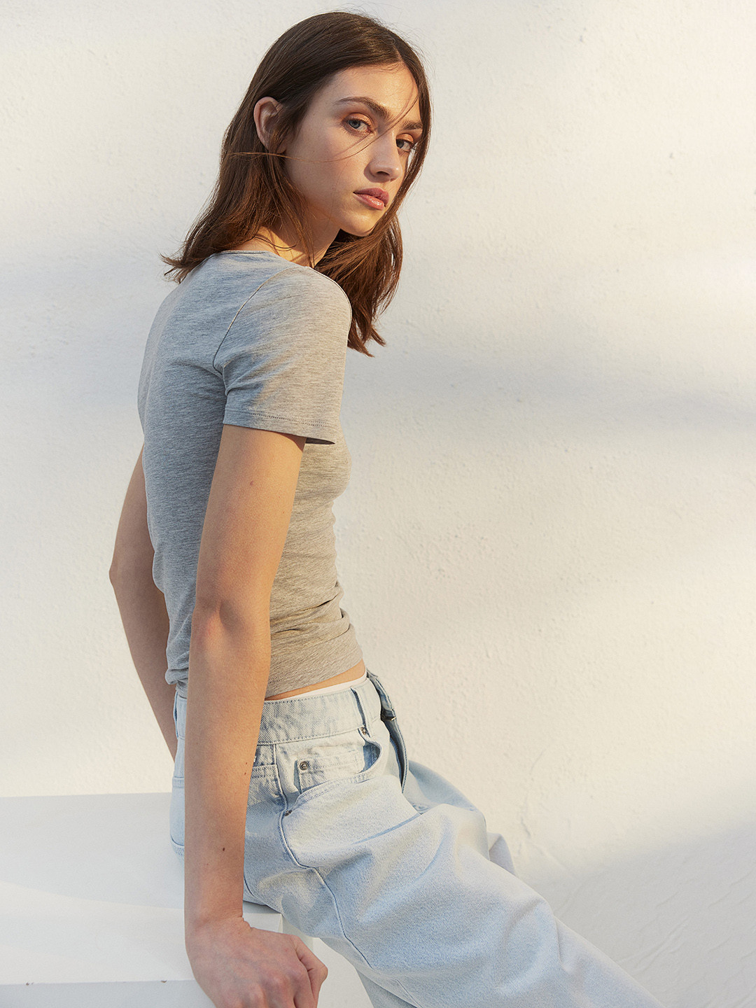 

H&M Women Cotton T-Shirt, Grey