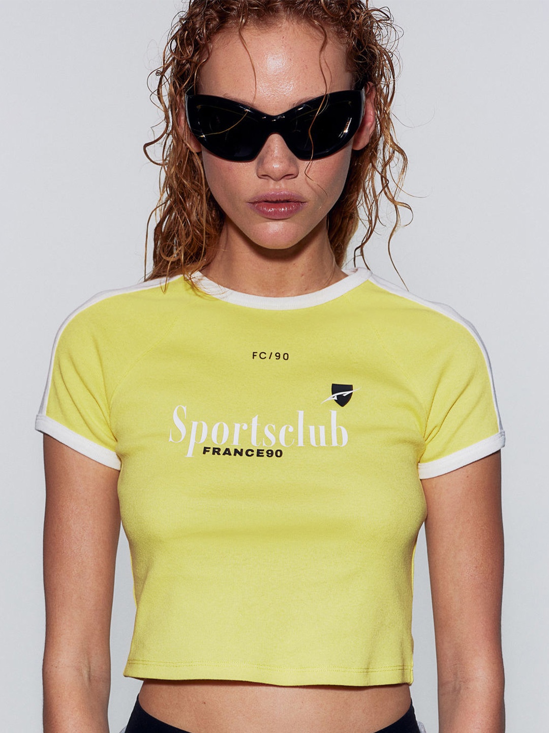 

H&M Cotton Motif-Detail T-shirt, Yellow