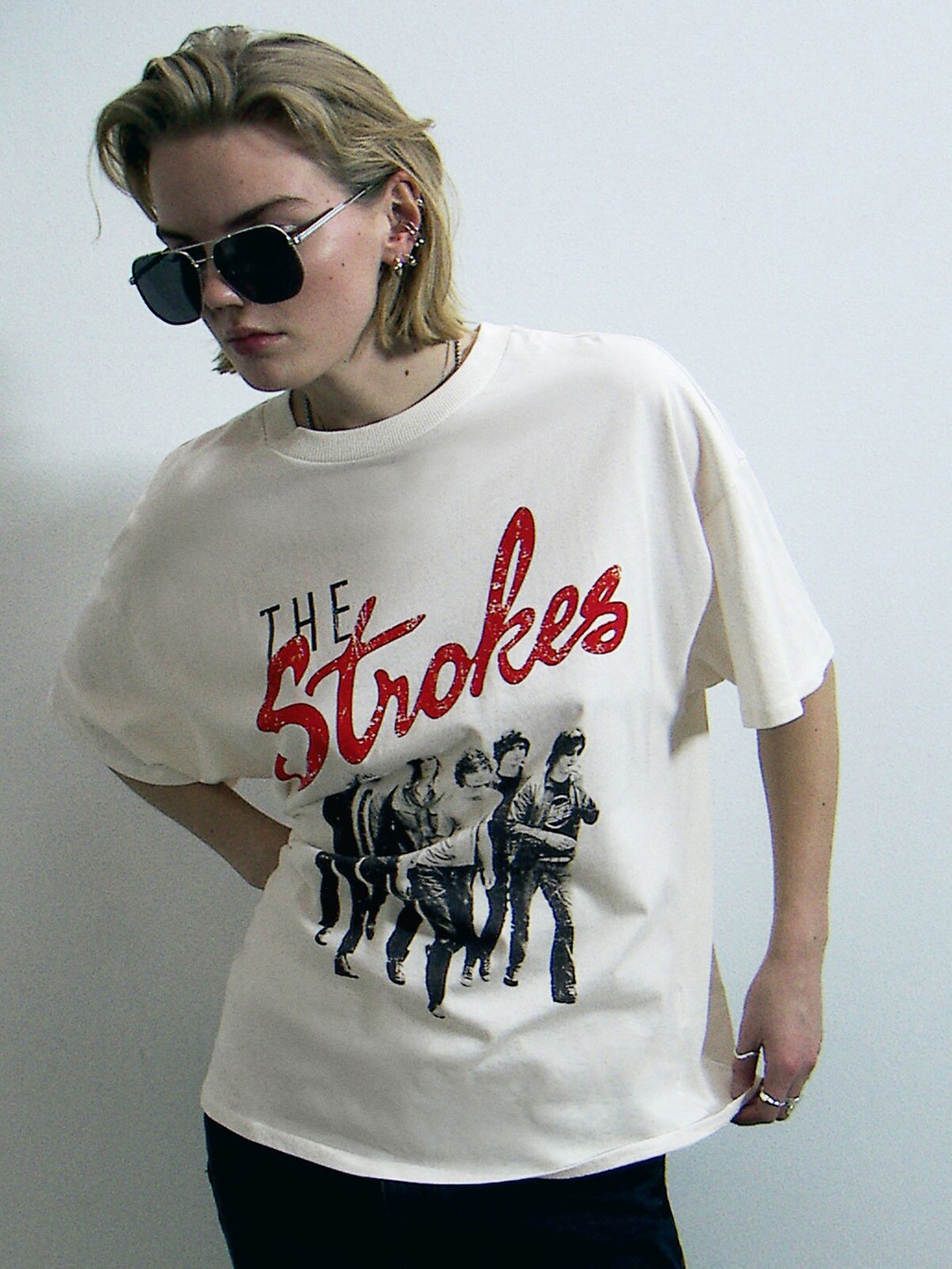 

H&M Pure Cotton Oversized Printed T-Shirt, White
